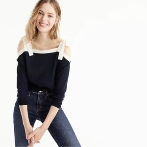 NEW! J Crew 100% Merino Wool Shoulder Tie Sweater Size L
